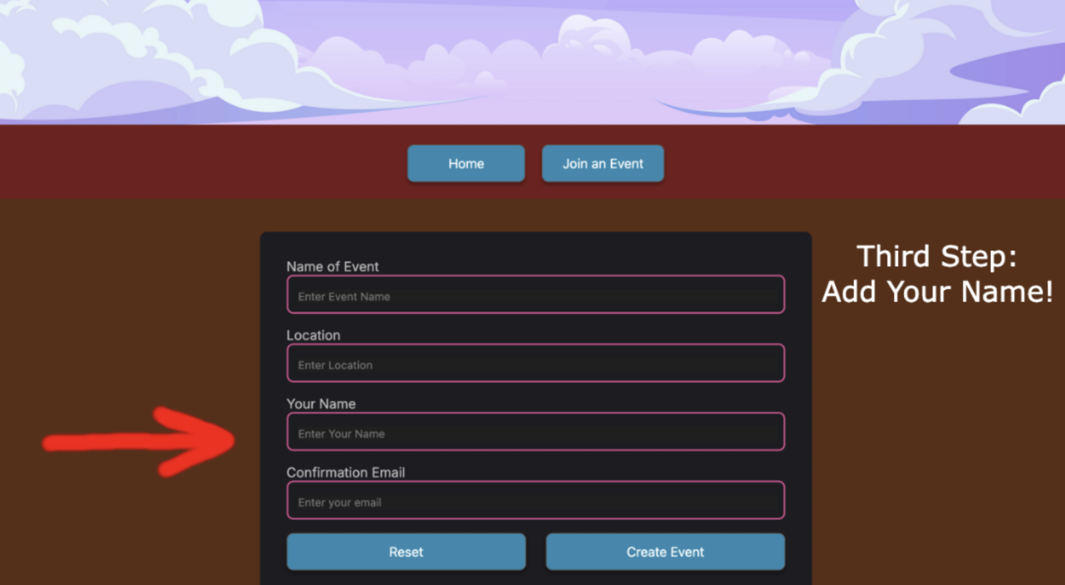 Instructing the user to enter their name